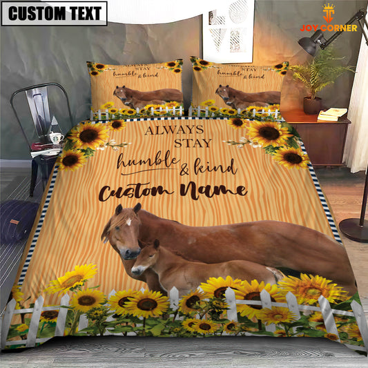 Joycorners Horse Stay Humble And Kind Custom Name Bedding Set