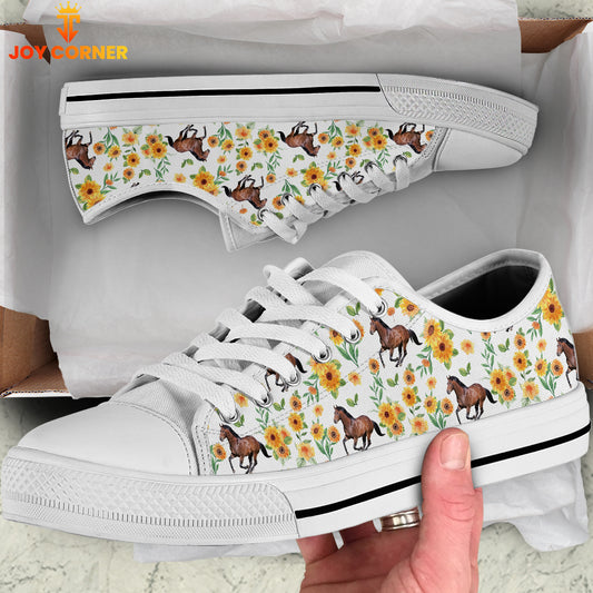 Joycorners Horse Flower Pattern Low Top Shoes