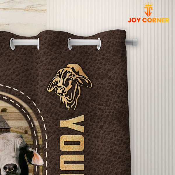 Joycorners Brahman Leather Pattern Custom Name Shower Curtain
