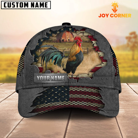 Joycorners Chicken Customized Name US Flag Net Cap