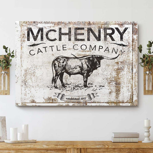 Joycorners Custom Text TX-Longhorn Cattle Canvas
