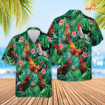 Joy Corners Rooster 3D Hawaiian Shirt