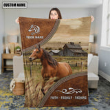 Joycorners Personalized Name Horse Faith Family Farming Blanket