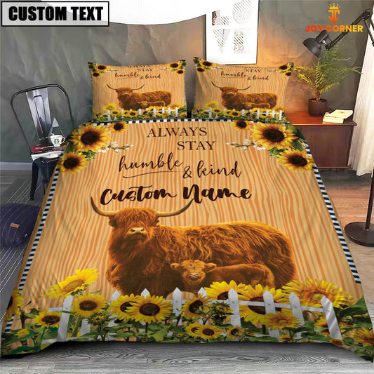 Joycorners Highland Stay Humble And Kind Custom Name Bedding Set