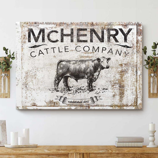 Joycorners Custom Text Black Angus Cattle Canvas