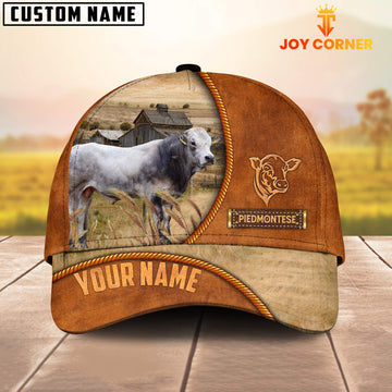 Joycorners Custom Name Piedmontese Leather Pattern Cap