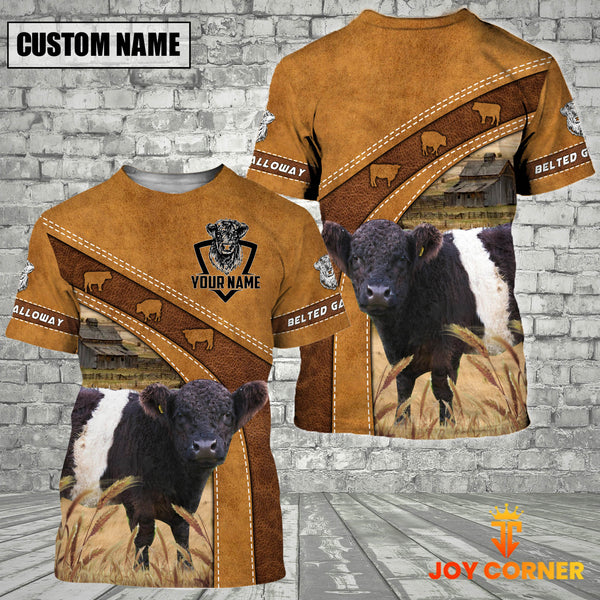 Joycorner Custom Name Belted Galloway Pattern T-Shirt