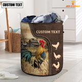 Joycorners Chicken Custom Name Leather Pattern Laundry Basket