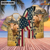 Joycorners Custom Name Limousin Cattle American Flag 3D Shirt
