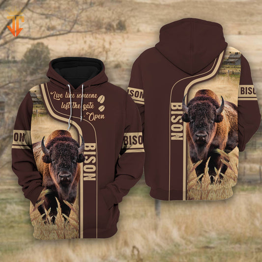 Joycorners Bison Cattle Live Like Some One Hoodie