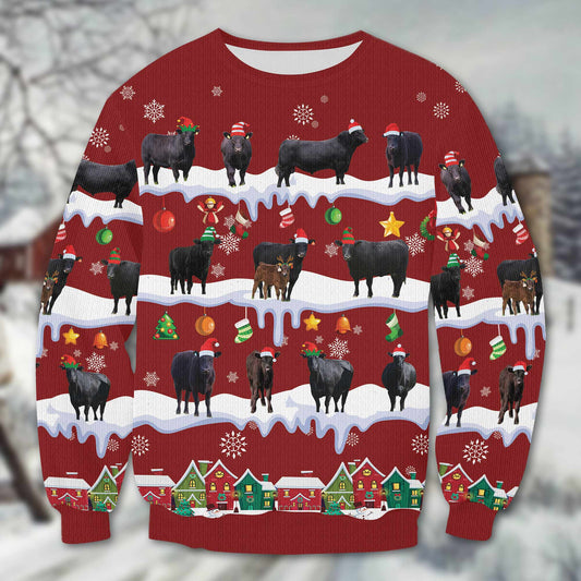 Joycorners Black Angus Christmas Knitted Sweater