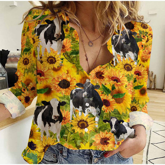 Joycorners Sunflowers Holstein Casual Shirt