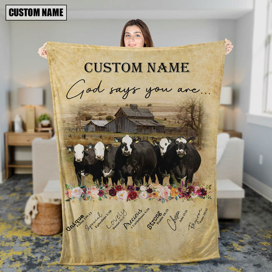 God Says You Are - Joycorners Personalized Name Black Baldy Blanket