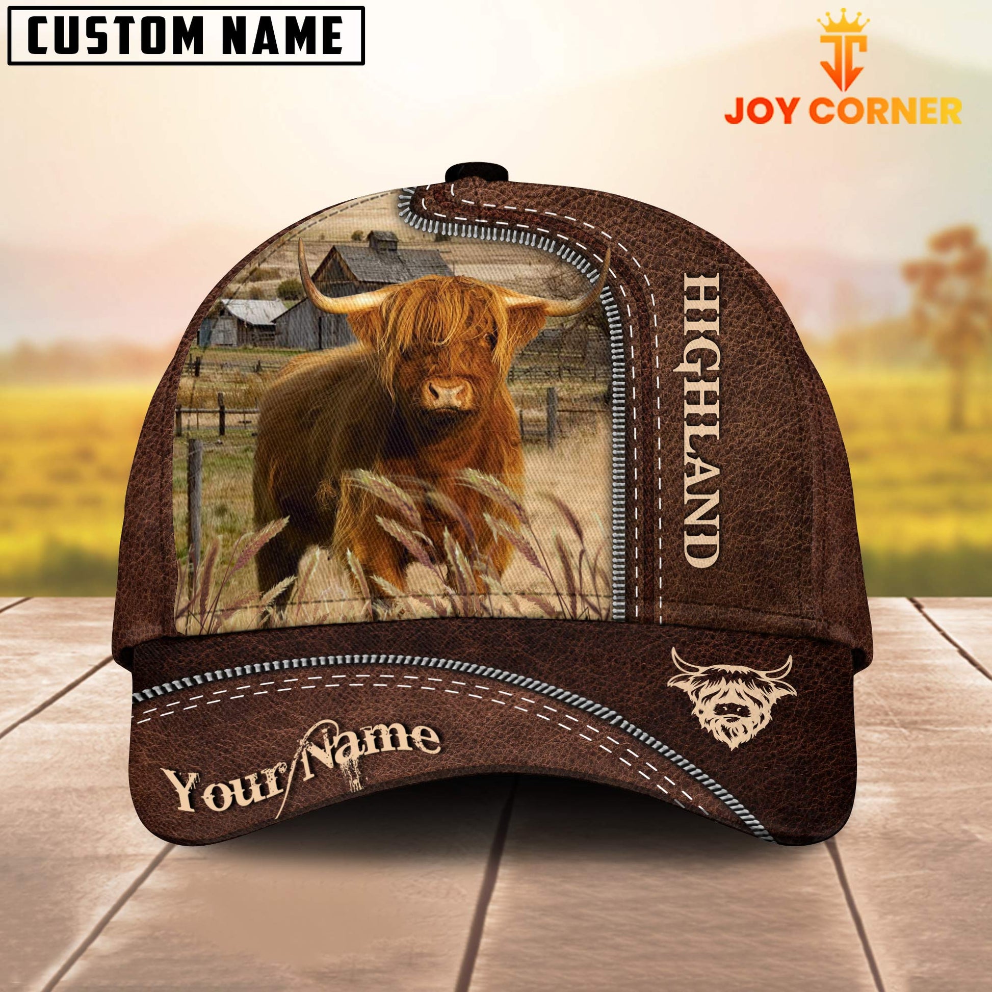 Joycorners Highland Customized Name Leather Pattern Cap – Joy Corner