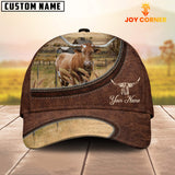 Joycorners Texas Longhorn On The Farm Customized Name Leather Pattern Cap