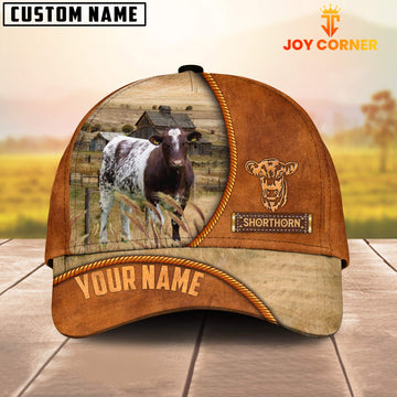 Joycorners Custom Name Shorthorn Leather Pattern Cap TT11