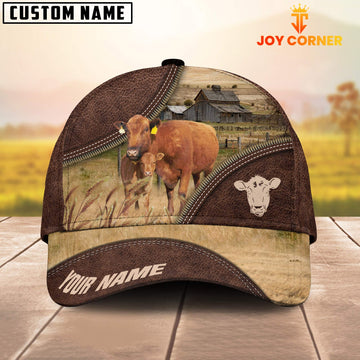 Joycorners Red Angus On The Farm Customized Name 3D Brown Cap