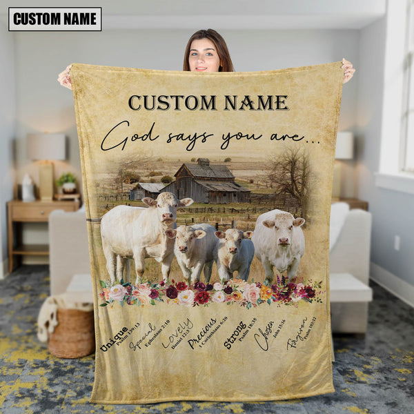 God Says You Are - Joycorners Personalized Name Charolais Blanket