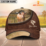 Joycorners Gelbivieh On The Farm Customized Name Leather Pattern Cap