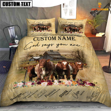 Joycorners Shorthorn God Says You Are Custom Name Bedding Set