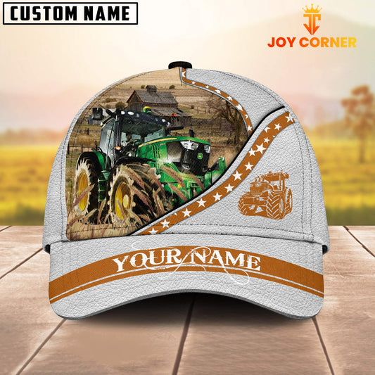 Joycorners Tractor White Pattern Customized Name 3D Cap