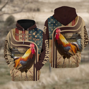 Joycorners Chicken 3D American Flag Quotation Hoodie