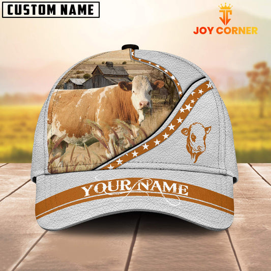 Joycorners Simmental White Pattern Customized Name 3D Cap