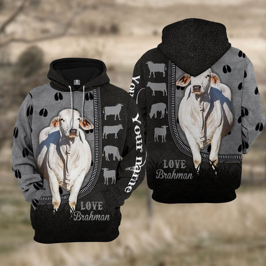 Joycorners Custom Name Brahman Cattle Walking 3D Hoodie