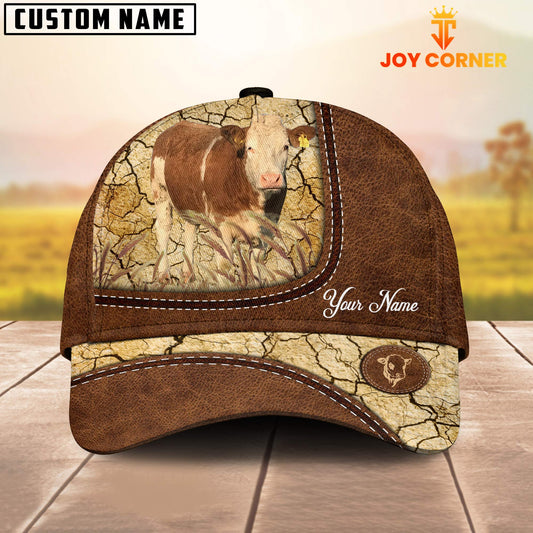 Joycorners Custom Name Simmental Leather Pattern Brown Cap
