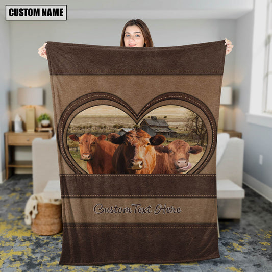 Joycorners Red Angus In Heart Personalized Name Blanket