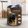 Joycorners Black Angus Custom Name Leather Pattern Laundry Basket