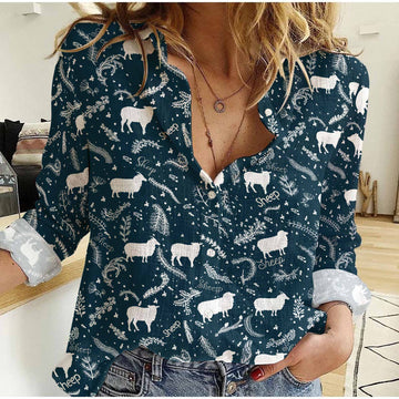 Joycorners Sheep Navy Pattern Casual Shirt