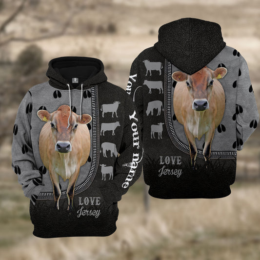 Joycorners Custom Name Jersey Cattle Walking 3D Hoodie