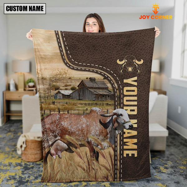 Joycorners Personalized Name GYR Cattle Leather Pattern Blanket