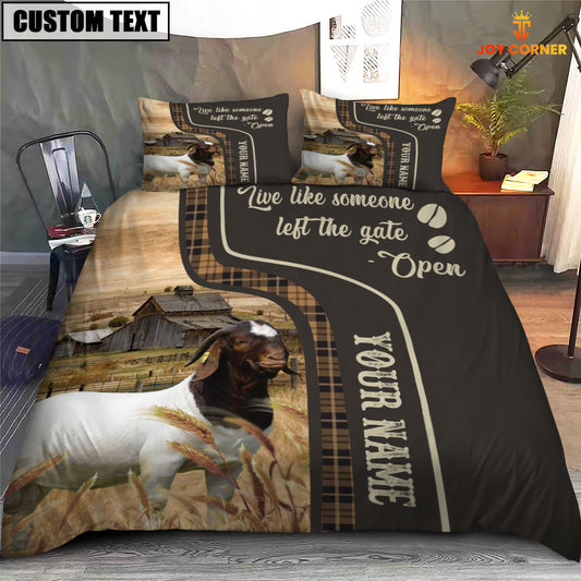 JoyCorners Boer Goat Like Someone Left The Gate Open Customized Name 3D Bedding Set