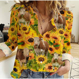 Joycorners Sunflowers Simmental Casual Shirt