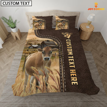 Joycorners Jersey Custom Text Leather Pattern Bedding Set