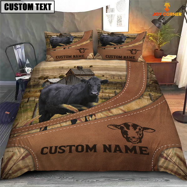 Joycorners Custom Name Black Angus On Farm Bedding Set