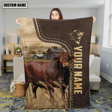 Joycorners Personalized Name Beefmaster Leather Pattern Blanket