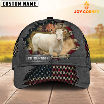 Joycorners Charolais Customized Name US Flag Net Cap