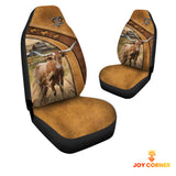 Joycorners Texas Longhorn Pattern Customized Name 3D Car Seat Cover Set (2PCS)