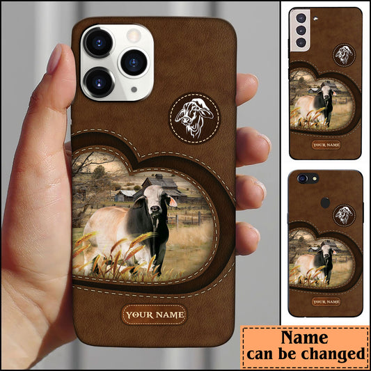 Joycorners Brahman Customized Name Leather Pattern Phone Case - Iphone