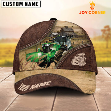 Joycorners Tractor On The Farm Customized Name 3D Brown Cap