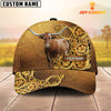 Joycorners Texas Longhorn Pattern Customized Name 3D Yellow Cap