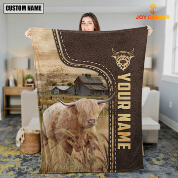 Joycorners Personalized Name Miniature Highland Leather Pattern Blanket