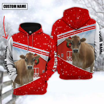 Joycorners Custom Name Jersey Christmas On The Farm Hoodie