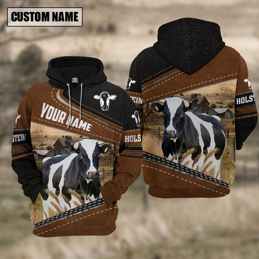 Joycorners Holstein Cattle Leather Pattern Farm Personalized 3D Hoodie