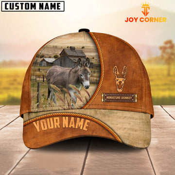 Joycorners Custom Name Miniature Donkey Leather Pattern Cap