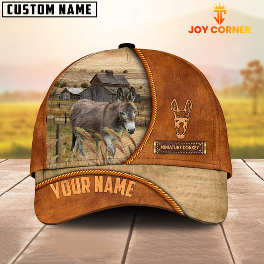 Joycorners Custom Name Miniature Donkey Leather Pattern Cap