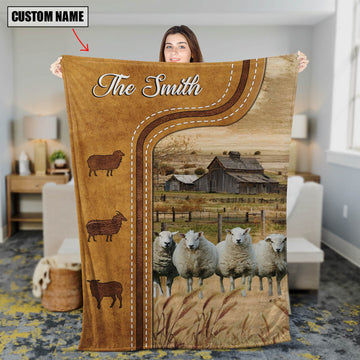 Joycorners Personalized Sheep Cattle In Field Farmhouse Blanket